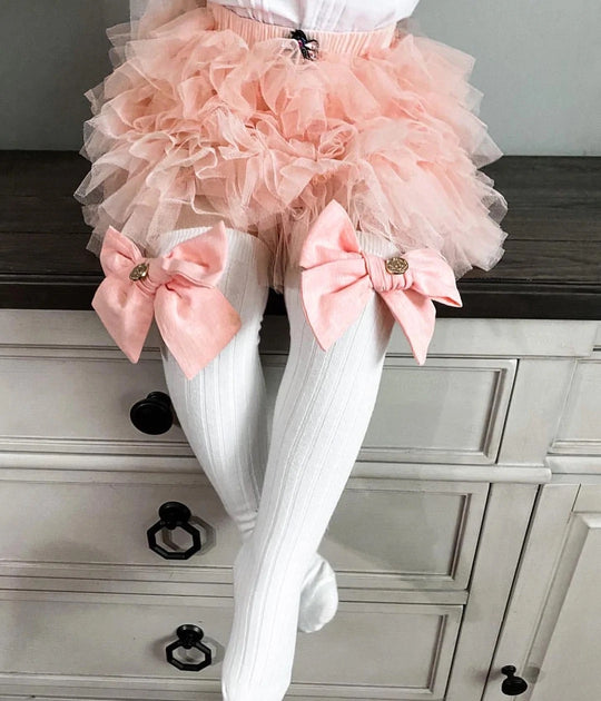 Petite Maison Kids Emma Pink Linen Bow Socks