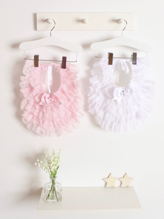 Caramelo Kids Baby Girl  ivory lace bib
