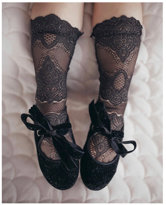 Petite Maison Kids Charcoal 'Alice' Lace Socks