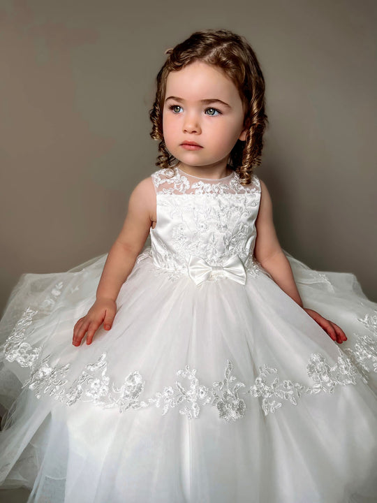 Sarah Louise Ivory Floral Embellished Tulle Occasion Dress