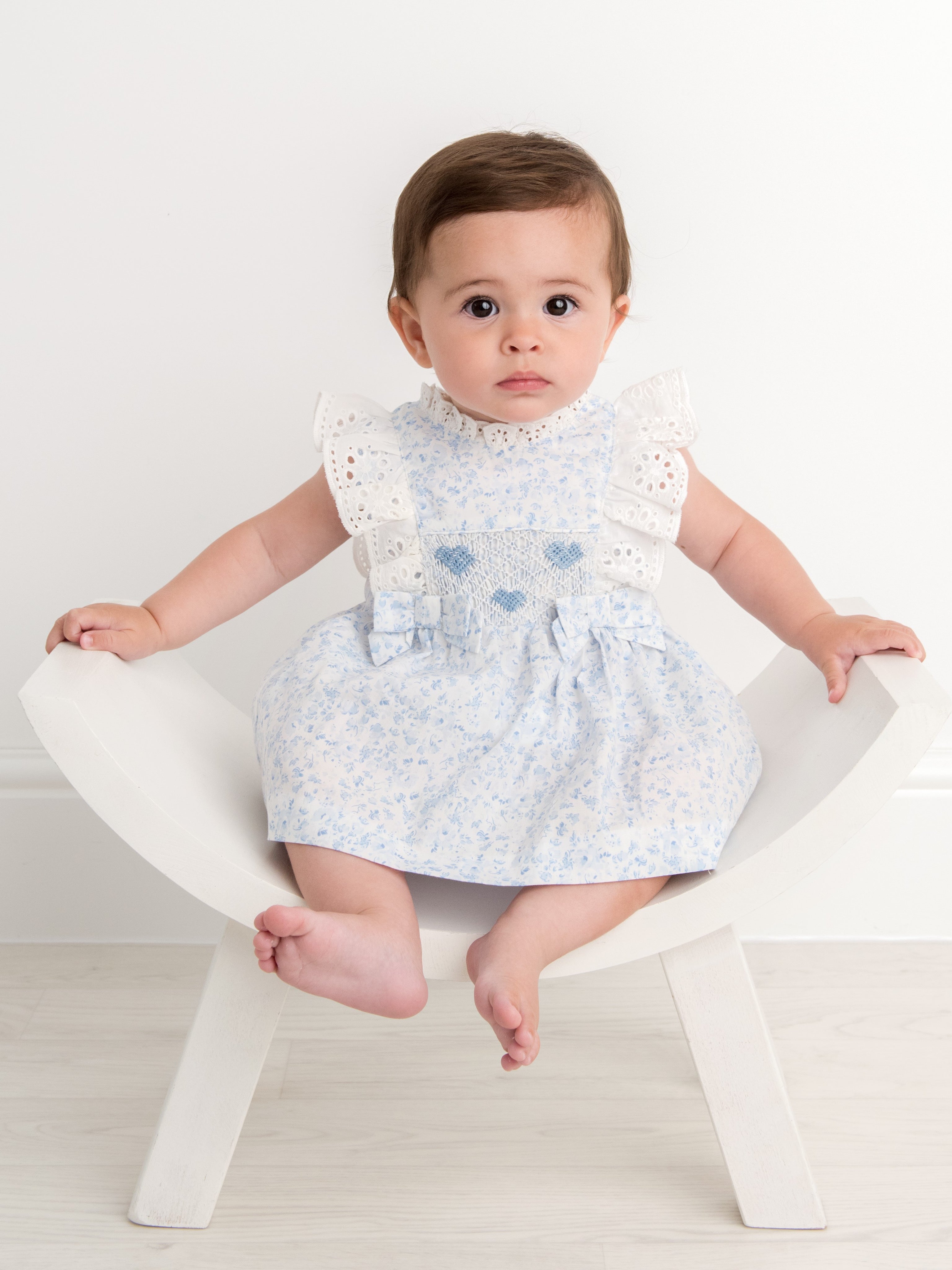 Caramelo Kids Blue Smocked Floral Blouse & Jam Pants Set Rose & Albert