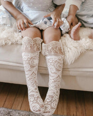 Petite Maison Kids Ivory 'Aida' Lace Socks