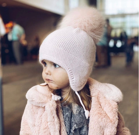 Petite Maison Kids Pink Cashmere Aviator Hat