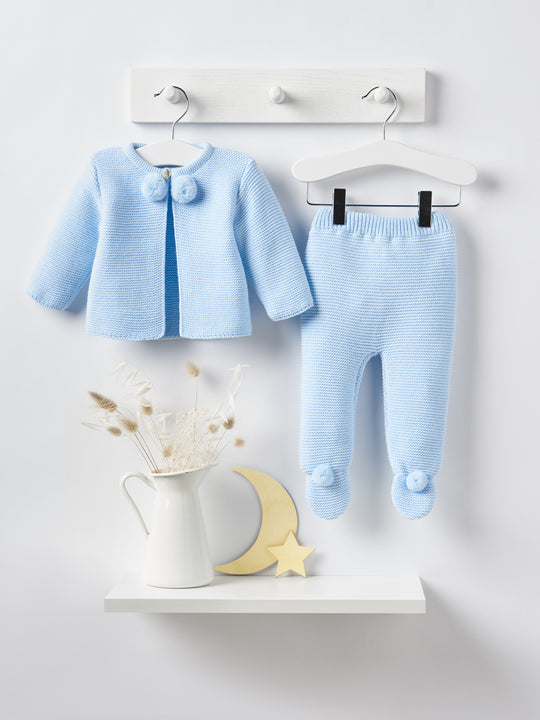 Dandelion Blue Pom Pom Knitted Set